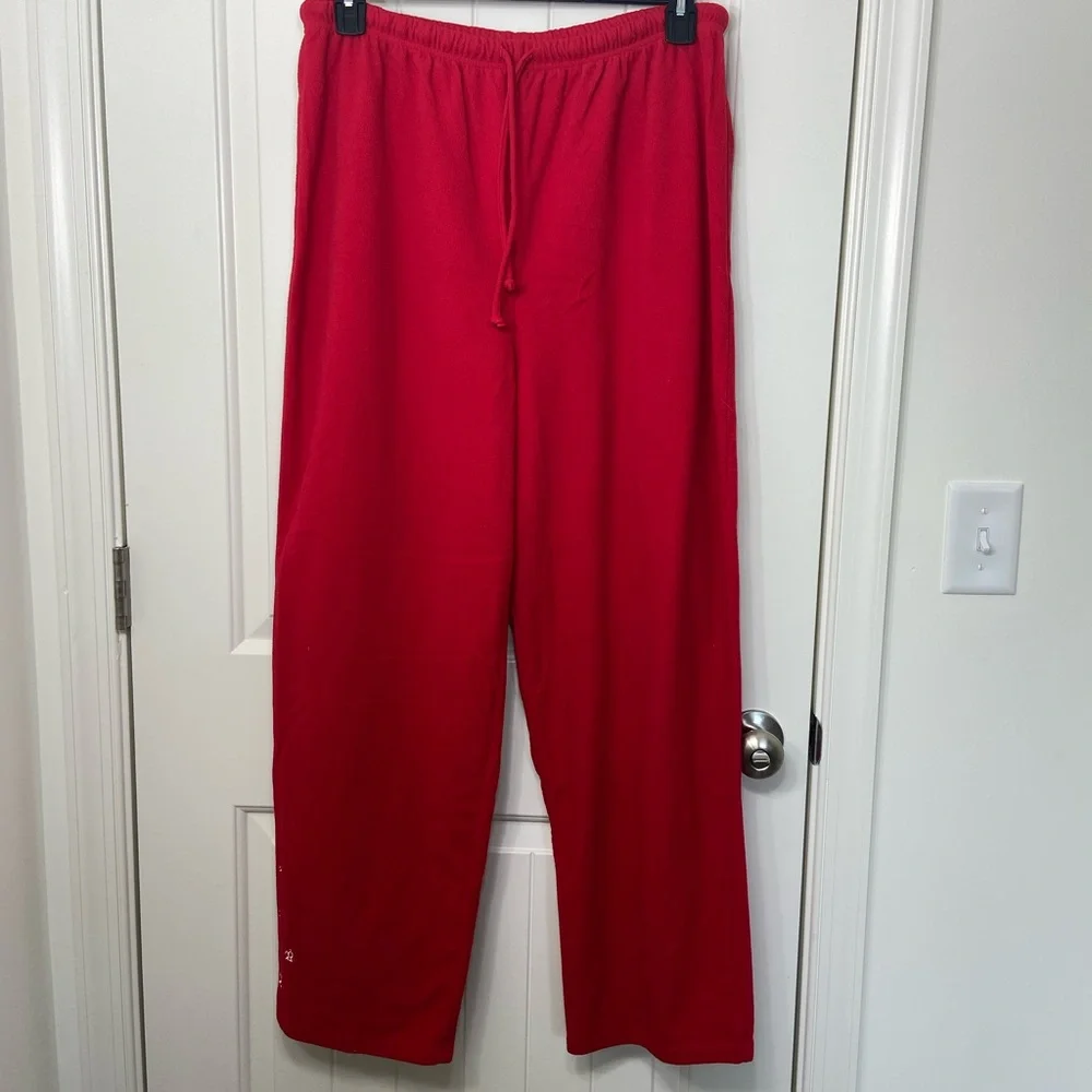 NWOT Disney Store women’s red snowflake embroidered drawstring pajama bottoms - Picture 1 of 8
